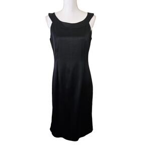 John Lewis Black Satin Slip Dress Size 14 Black Formal Event Cocktail Attire LBD